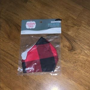 Holiday Tails Petco “Winter Vacation” pet parent red plaid face mask